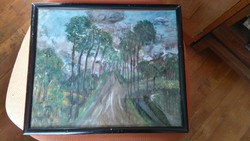 38x31cm régi EXPRESSZIONISTA TÁJKÉP --SZLÁNYI LAJOS(1864-1849) ???  vizfestmény vagy tempera