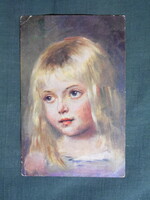Képeslap,J. von Freibach grafika,művészet,gyerek modell,kislány,1917-