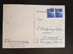 D210669 Dr. Virág Rezső ügyvéd levelezőlapja Dr. Bélafalvy Albert részére – Budapest, 1947