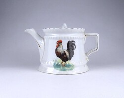 2B346 Antik kakasos porcelán teáskanna vagy kávéskanna