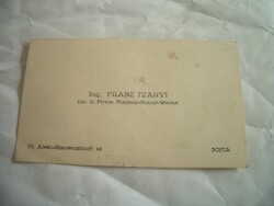 Ing. Franz Ivanyi bolgár névjegykártya