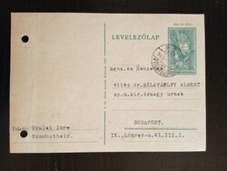 D210671 Gyulai Imre levelezőlapja vitéz Dr. Bélafalvy Albert ny. m. kir. őrnagy r– Szombathely 1941