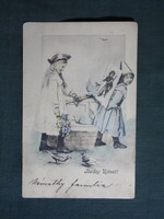 Képeslap,grafikai,művészet,gyerek modell,kislány,galamb,ünnep,újévi,1900-