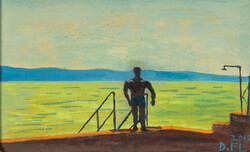 Ismeretlen - Balatonparton  8 x 13 cm vegyes technika, papír, keretezve