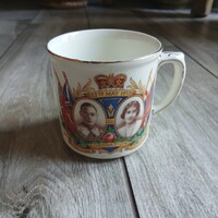 Szép régi brit porcelán koronázási emlékpohár II. (1937)