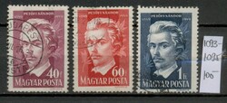 M147 - 1949 Petőfi Sándor (II.) teljes bélyegsorozat, használt  pecsételt (3 db)