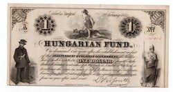 Kossuth 1 dollar 1852 "A", Hungarian Fund, aUNC