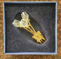 Új Swarovski Crystal Memories vintage aranyozott rózsacsokor miniatűr dísz