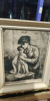 Iván Szilárd anya gyerekével rézkarc 135