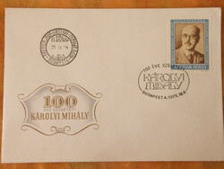 100 éve született Károlyi Mihály - Elsőnapi emlékboríték bélyeggel Budapest 4. 1975 III.4.-