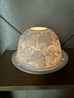 Különleges litofán porcelán mécsestartó, gingko biloba
