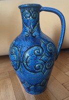 Ikonikus Aldo Londi, olasz Bitossi, Rimini Blue kerámia padló váza