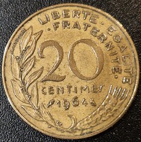 Franciaország 20 centime, 1964.