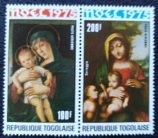 KS744c / Togo 1975 Karácsony - "Madonna és gyermek" festmények blokk bélyegpárja postatiszta