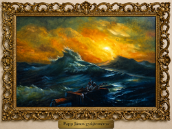 Orosz–örmény romantikus tengerfestő ,Ivan Aivazovsky ? hajótörés / túlélők jelenete