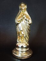 Antik "parasztezüst" foncsorozott üveg Madonna / Szűz Mária, 19.sz.