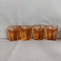 Barackszínű öntött üveg feles pohár / kupica készlet, likőrös pohár (4 db)