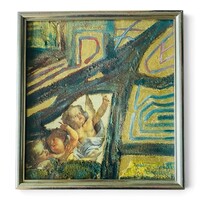 Schwartz Rezső (1954–2024) - Különleges, szakrális hangulatú kollázs (Vegyes technika)