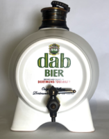 Ritka DAB kerámia söröshordó fém csappal – 5 literes, vintage sörreklám gyűjtői darab