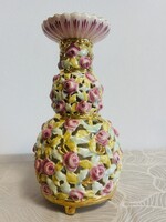 Hollóházi pierced vase from the Rose series, circa 1890
