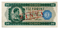 10 Forint Bankjegy 1946 MINTA lyukasztás és bélyegzés A640 gEF