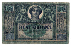 20 Korona Postatakarékpénztár-jegy 1919 Augusztus aF