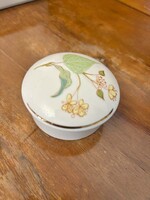 Hollóházi porcelán kerek bonbonier / ékszertartó dobozka