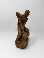 Bányászt ábrázoló terrakotta szobor "Szabó 1977" jelzéssel (25cm)  RZ