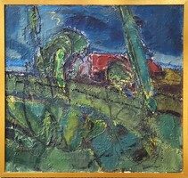 Veress Sándor László (1934 - ) Viharos Táj c. Képcsarnokos EREDETI GARANCIÁVAL !