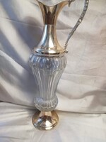 Cut Glass, Silver-Plated Handle Opaque Italian Carafe