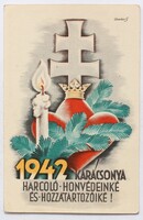 1942 karácsonya - harcoló honvédeinké és hozzátartozóiké képeslap bélyeggel frontkarácsony IIvh