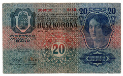 20 Korona Bankjegy 1913 I. kiadás F