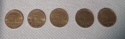 5 forintos 2021 /75 éves a forint 5 db/