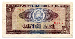 Románia 5 Lei Bankjegy 1966 P93a VF