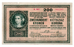 200 Korona Bankjegy 1918. vonalas hátoldal aVF