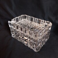 Vintage deeply cut heavy lead crystal box, glass serving dish
