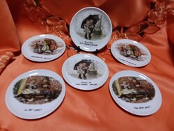 Holland  porcelán  kis tányér  vagy poháralátét , 6 db.