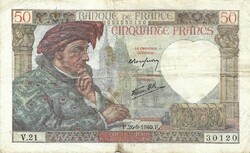 50 frank francs 1940.09.26. Franciaország 1.