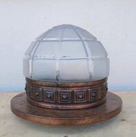 Art deco réz mennyezeti lámpa csillár üveg búra