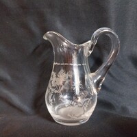 Vintage floral pattern mini glass pitcher, decorative model jug