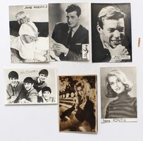 Trafik fotók 6 db 1960as évek: Beatles,Bardot,Jean Fonda, Roger Moore,Chamberlaine