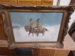Ákos Garay: Cavalry Guard Patrol in Winter. Guard
