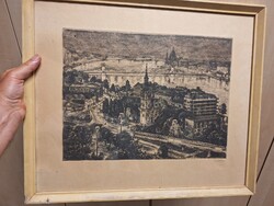 Budapest látkép rézkarc