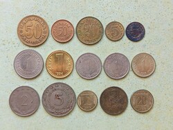 Jugoszlávia 15 db Különböző Érme 5 20 50 Para 1 2 5 10 20 Dínár 1955-1994