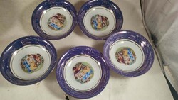 Jelzett porcelán barokk jelenetes kompótos tányérok 154