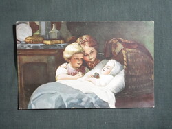 Képeslap,Johann Georg Meyer grafika,művészet,gyerek modell,kislány,1920-