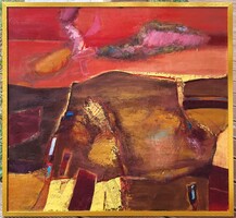 103x83cm! Papp Gábor (1936 - ) Régi Ház 70"-évek c. Képcsarnokos festménye EREDETI GARANCIÁVAL !