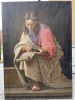 Nagy méretű, 19. századi akadémikus olajfestmény – Márk evangélista (Raffaello után, Disputa)