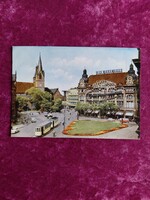 Erfurt vintage képeslap – Anger, HO-Warenhaus áruház és villamos (futott, 1961)