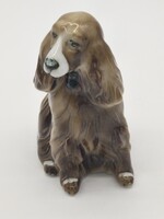 Világosbarna színű, Zsolnay spániel porcelán kutya figura, Őry F.
